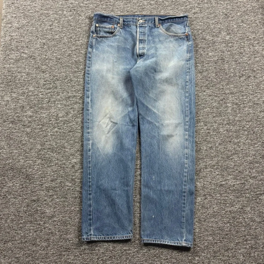 Vintage 2000s Levis XX 501 Straight Leg Medium Wash Blue Denim Jeans Size 38x34